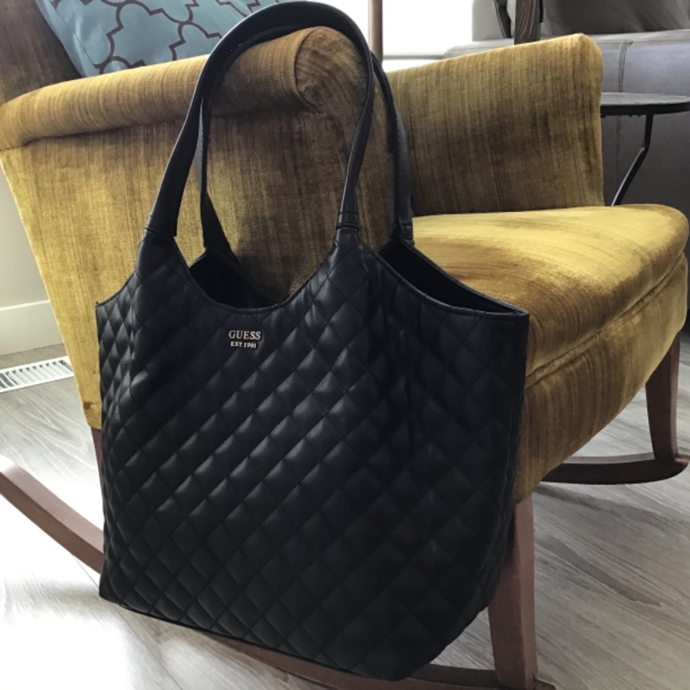 Guess Black Quilted Tote Bag